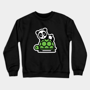 I Like Turtles Bambu Brand Panda Green Shell Slow Turtleneck Crewneck Sweatshirt